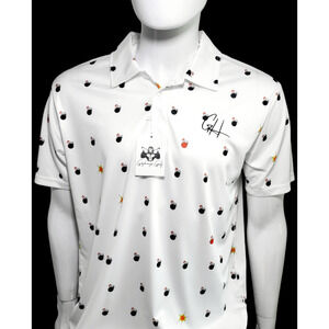 NWT GASHOUSE‎ GOLF Bombs Away Performance Polo White Men's Size L